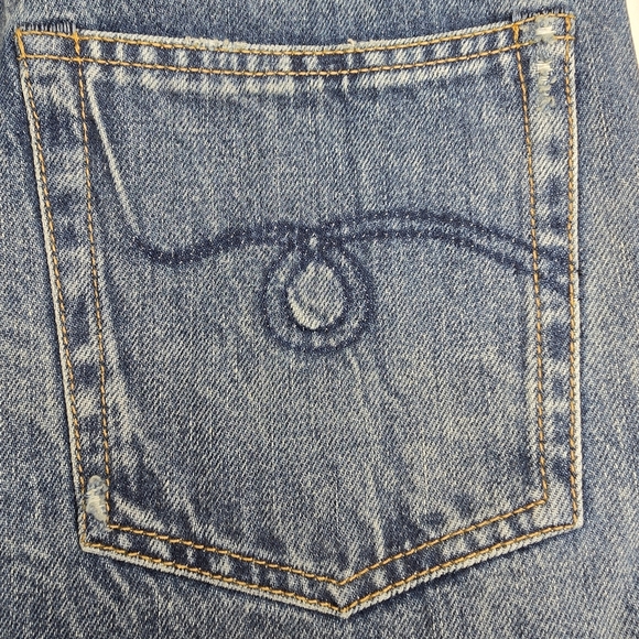 R13 Axl Leather-Cuff High-Rise Straight-Leg Jeans Size 27 - Picture 13 of 16